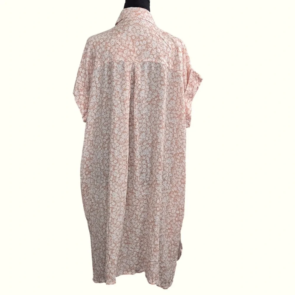 Lost + Wander The Seascape Cover Up Dress M/L Floral Summer Dress Peach‎ White